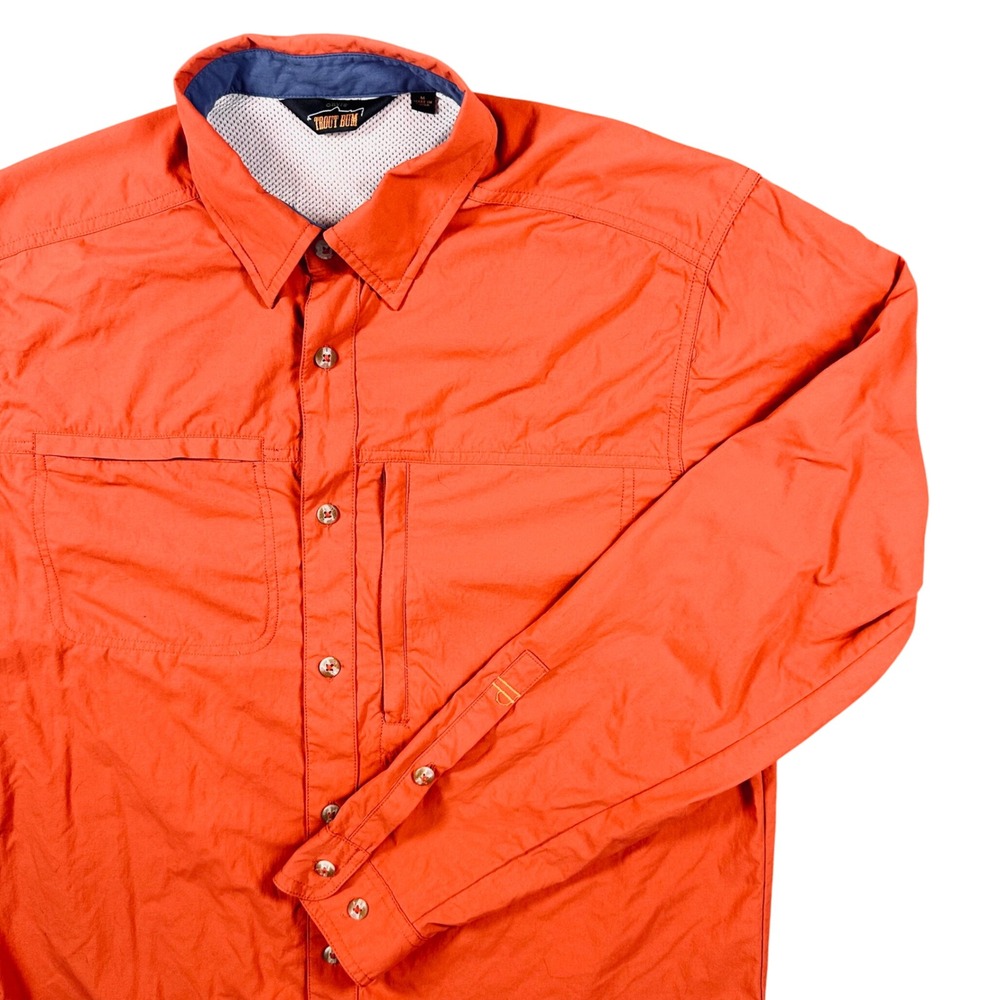 Orvis Trout Bum Vented Fishing Shirt Men's M Coral Orange Nylon Hiking Camping